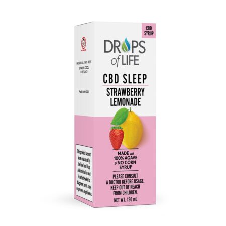 CBD sleep aid made with 100% agave syrup strawberry lemon flavor